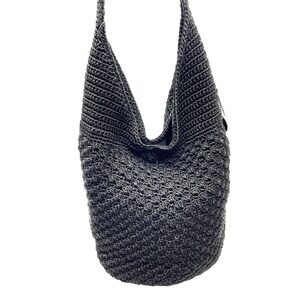 The Sak Hand Crocheted Shoulder Wide Strap Shoper Boho Hobo Bucket Purse Bag